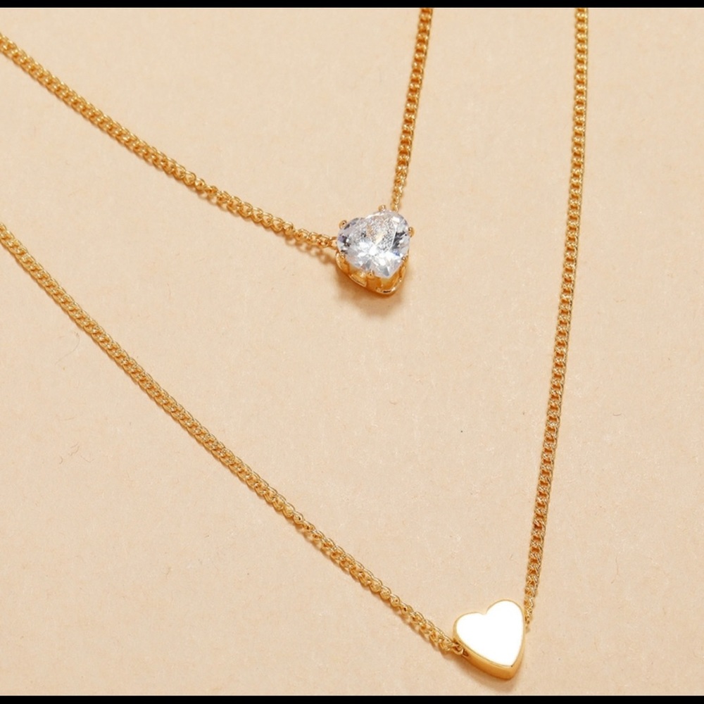 BEAUTIFUL DOUBLE LAYERED GOLD HEART NECKLACE